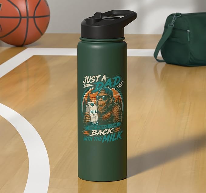 Just A Dad Who Always Came Back With The Milk Bigfoot Dad Stainless Steel Insulated Water Bottle