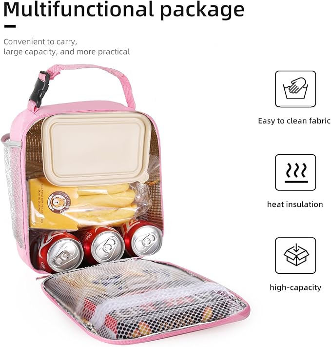 Lovoeo Lunch box Lunch bag for men women Insulated Lunchbox Lunch bags for Work Picnic Travel (Pink)