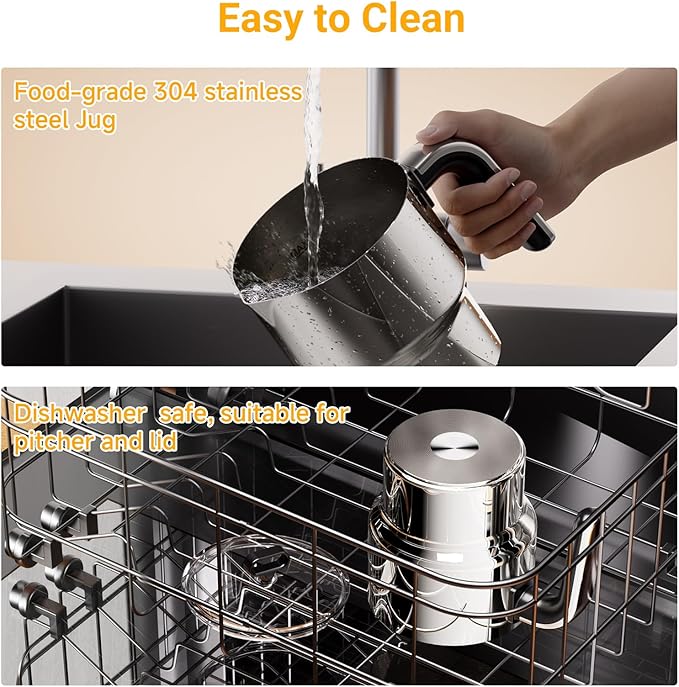 Milk Frother,Variable Temp and Froth Thickness,27oz/800ml Milk Steamer and Frother for cappuccino or Latte,Dishwasher Safe,6-in-1 Frother Machine (Black)