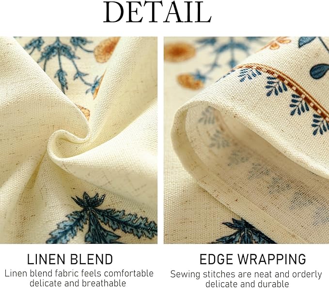 ISAENNE Designer French Pale Yellow Extra Long Rectangle Table Cloth,Linen Floral Tablecloth,Wrinkle Resistant Decor Tablecloths for Dining Thanksgiving Banquet Kitchen Party,63"*110"-Estevan A