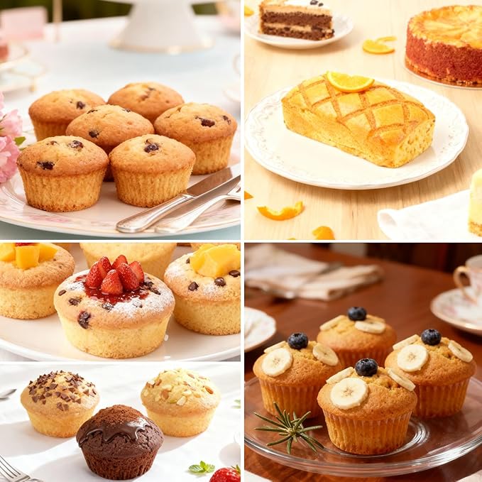 CAKETIME Metal Reinforced Bakeware Set, Silicone Muffin Pans for Baking Nonstick with Handle,12 & 24 Cup Muffin Pans and 12-Cup Mini Loaf Pan, BPA Free