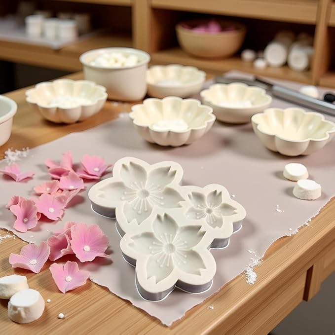 Gray 3D Flower Silicone Molds Cherry Blossoms Fondant Craft Cake Candy Chocolate Mold Sugarcraft Pastry Kitchen Baking Moulds Silicone Fondant Flowers Pastry and Baking,Gum Paste Molds