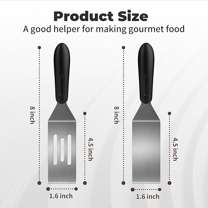 Small Spatula,Stainless Steel Spatula,Metal Spatula for Cooking with Heat Resistant Handle,Metal Spatulas for kitchen use for Pancakes、Lasagna、Brownies、Cake and Cookie