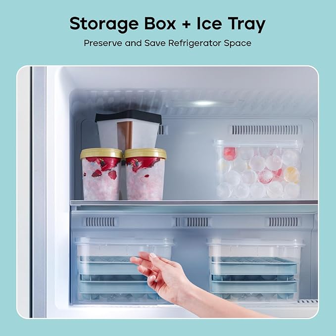 Ice Cube Trays with Lid and Bin, 1.0 IN Small Round Ice Cube Mold - 3 Pack(35 per Tray) Easy Release Stackable Ice Ball Maker Iced Bucket Kits, Circle Ice Tray for Cocktail, Whiskey & Drinks,BPA-Free