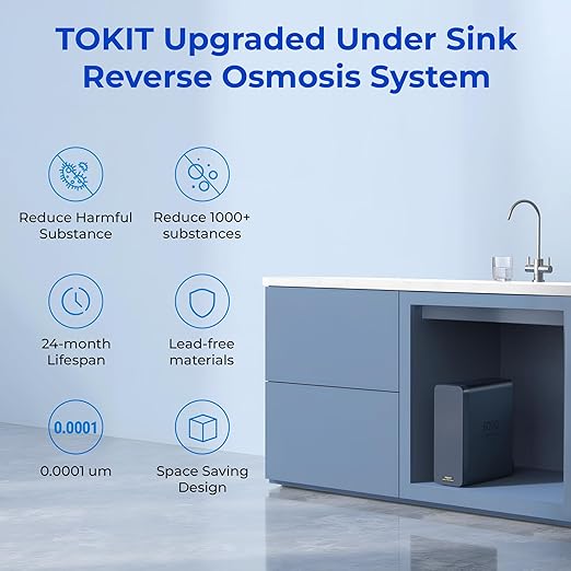 TOKIT UV Reverse Osmosis Water Filter, U2 Pro Under Sink Water Filter System, Tankless Mineral RO Filtration, 600 GPD High Flow, NSF/ANSI 58, 2:1 Pure to Drain, Reduce TDS