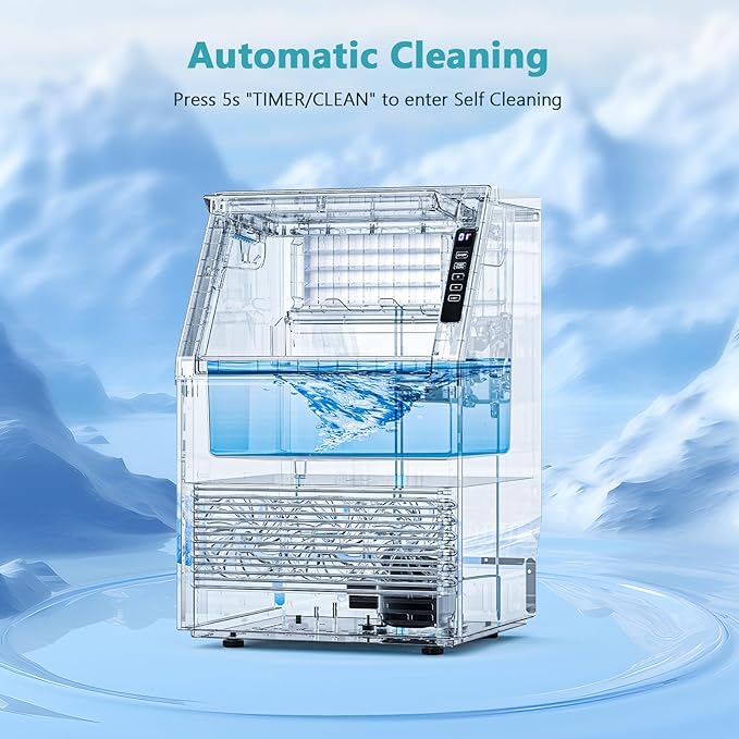 Electactic Commercial Ice Maker Machine,80lbs/24H Stainless Steel Ice Machine,24lbs Storage, Auto Self-Cleaning Freestanding Ice Maker, Ice Machine Freestanding for Bar/Cafe/Restaurant