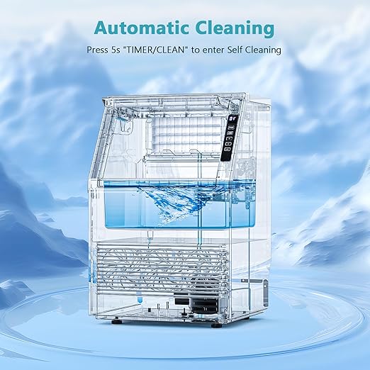 COWSAR Commercial Ice Maker Machine, Self-Cleaning Ice Machine for Home, Bar, Restaurant, Office and Outdoor，80Lbs/24H Freestanding Undercounter Ice Maker with 24Lbs Storage Capacity