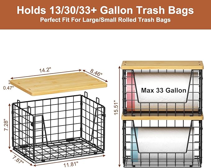 keomaisyto Stackable Wire Baskets, 2-Pack - Kitchen & Pantry Organizers for Potato, Onion Storage, Heavy-Duty Metal Storage Bins for Fruit, Vegetable, Snack, Can