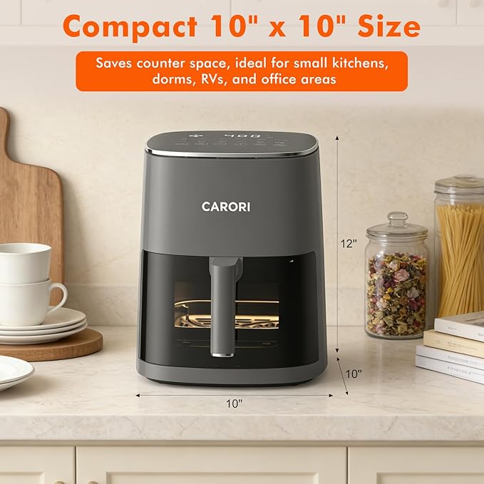 6Qt Air Fryer with Viewing Window, 12 Preset, Large Capacity, 400℉ Max Crisp, 1700W Quick Even Easy Meals, Nonstick Dishwasher Safe Basket, Bake Roast Dehydrate Reheat