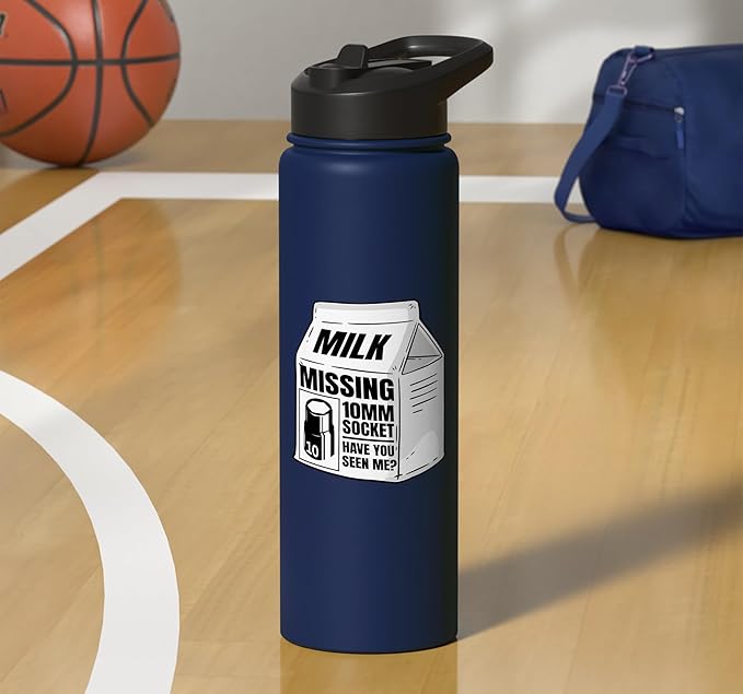 Missing 10mm Socket Milk Carton Funny Car Mechanic Stainless Steel Insulated Water Bottle