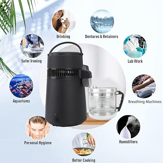 1 Gallon 4L Water Distiller Container Replacement Glass Collection Bottle Distiller Water Container for Home Beauty Countertop