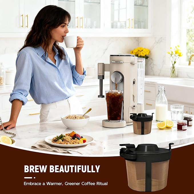 Coffee Filter, Permanent Coffee Maker Filter for Ninja PB051, PB040, PB041ST - Stainless Steel Mesh, Dishwasher Safe & Eco-Friendly