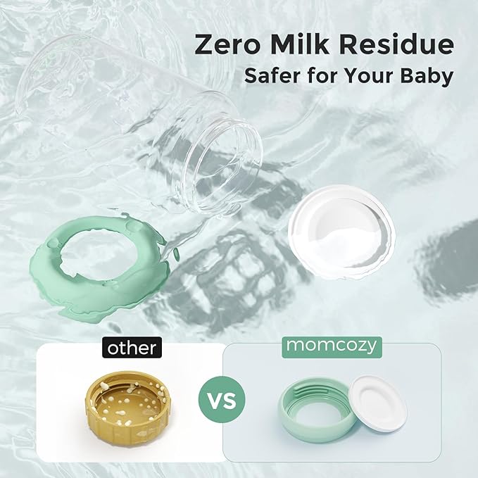 Momcozy Natural Baby Bottle, Wide-Neck, BPA Free Breast Milk Container, Storage Collection Bottle for Fridge & Milk Cooler, Breastfeeding Essential, 11 oz, 4 pcs