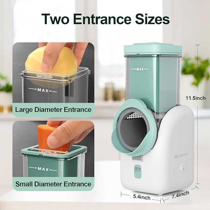 Upgraded Electric Cheese Shredder, Automatic Cheese Grater Electric with 6 Interchangeable Blades, 6 in 1 Electric Cheese Grater for Cheese, Fruits, and Vegetables