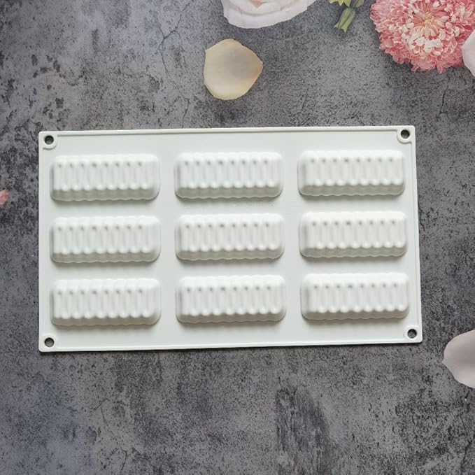 Silicone Mold for Baking Cakes,Soap Molds,Flower Shape Silicone Molds for Homemade French Dessert Mold for Pastry Chocolate,Jelly Chocolate Mold ＆ Ice Cube Tray (B_ Long Wave Shape)