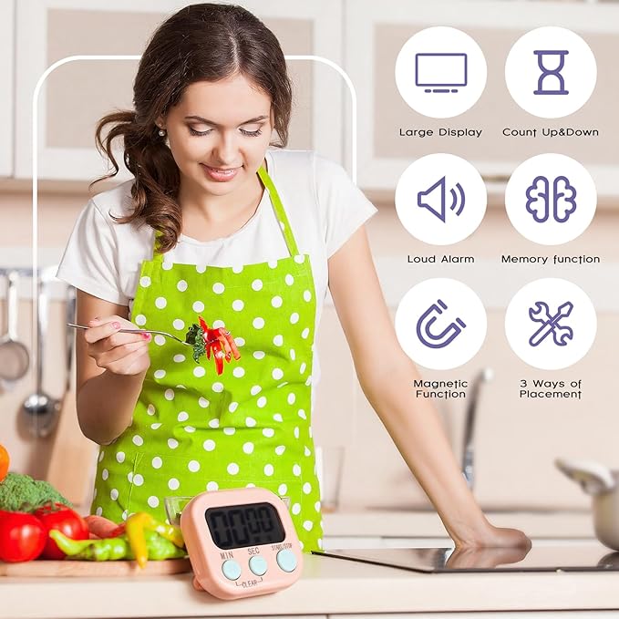 Weewooday 24 Pcs Digital Kitchen Timer Magnetic Timer Bulk On/Off Switch Minute Second Count up Countdown Loud Alarm for Exercise Cook Baking (Macaron Colors)