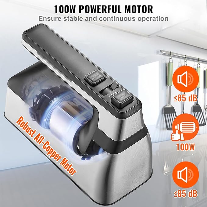 VEVOR Cordless Electric Hand Mixer,100W, Continuously Variable Electric Handheld Mixer, with Turbo Boost Beaters Dough Hooks Storage Bag, Baking Supplies for Whipping Mixing Egg Cookie Cake Cream