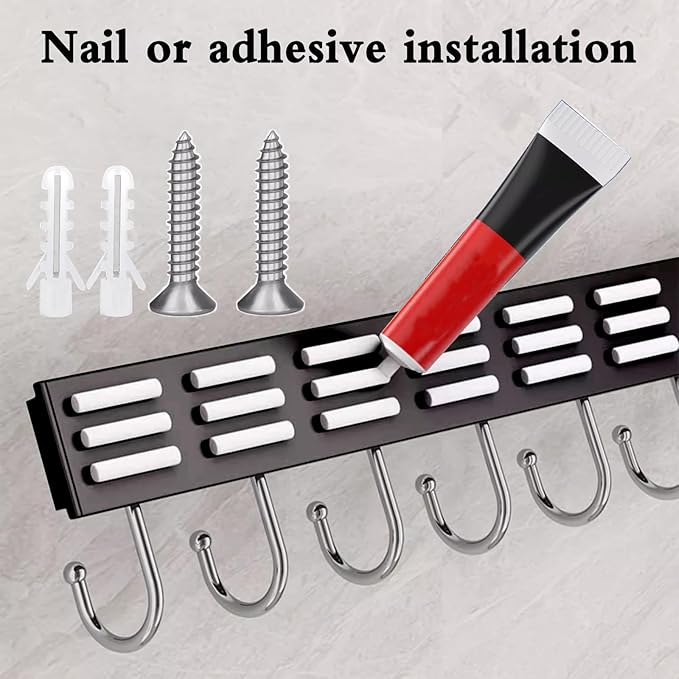 2PCS Utensil Racks with 8 Hooks 17 Inch Kitchen Utensil Holders Hanging Utensil Rack Multifunctional (17 inch)