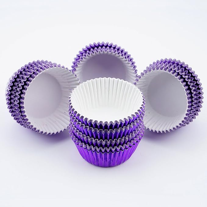 Gifbera Metallic Purple Foil Mini Cupcake Liners Muffin Cups, 300-Count