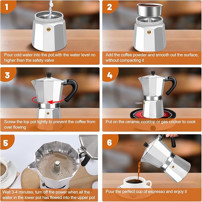 2 Cup Aluminum Espresso Stovetop Moka Pot Express Coffee Maker Percolator Italian Classic Mocha Coffee Machine for Italian and Cuban Cafe Brewing for Home & Camping 100ml 3.3oz