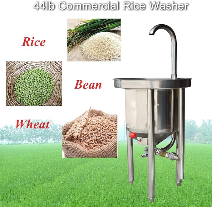 INTBUYING Commercial Rice Washer Kitchen Rice Washing Machine Hydraulic Pressure Type 44lbs Capacity,Rinse Rice, Mung Beans,Corn