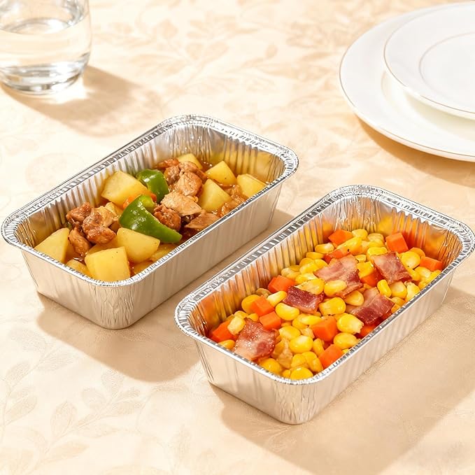 Findful Disposable 2Lb Loaf Pans, 100 Pack Aluminum Bread Pans for Baking - 8.5" x 4.5" x 2.5" Foil Pans Perfect for Banana Bread, Cakes, Meatloaf & Food Serving