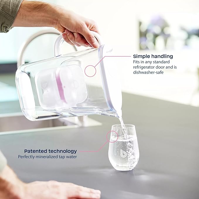 BWT AQUAlizer Baselight, 2.6 Liter, Water Mineralizer & Filtration Jug - Includes 2 Filters (Magnesium & Zinc) Enricher Cartridge, for Tea & Coffee Water, Prevents limescale, removes Lead & Chlorine