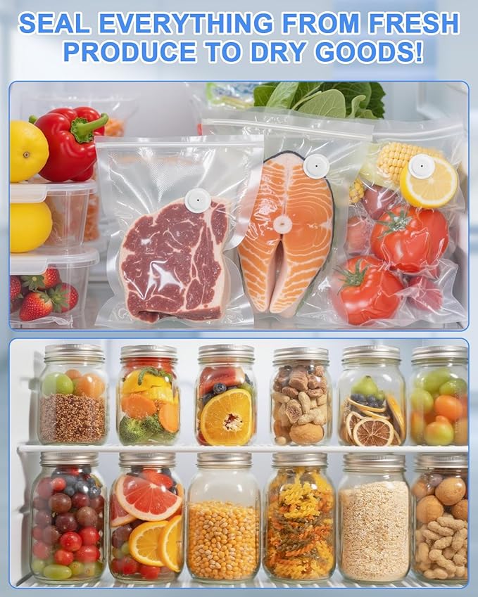 Handheld Vacuum Sealer Machine for Food Automatic Compact Vacuum Sealer Kit Food Sealer Saver with Visual Water Tank for Reusable Vacuum Bag,Regular&Wide Mouth Mason Canning Jar Mother's Day Gifts