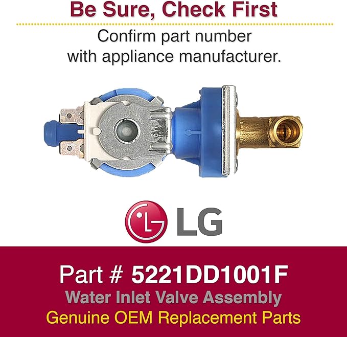 LG 5221DD1001F Genuine OEM Water Inlet Valve for LG Dishwashers
