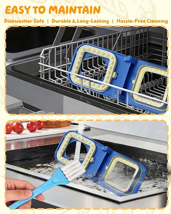 3-in-1 Uncrustable Sandwich Maker - Heart/Circle/Square Crustless Sandwich Cutter & Sealer for Kids' Lunch, Breakfast & Lunchboxes | BPA-Free Uncrustable Press,Easy Clean(3-Shape Blue)