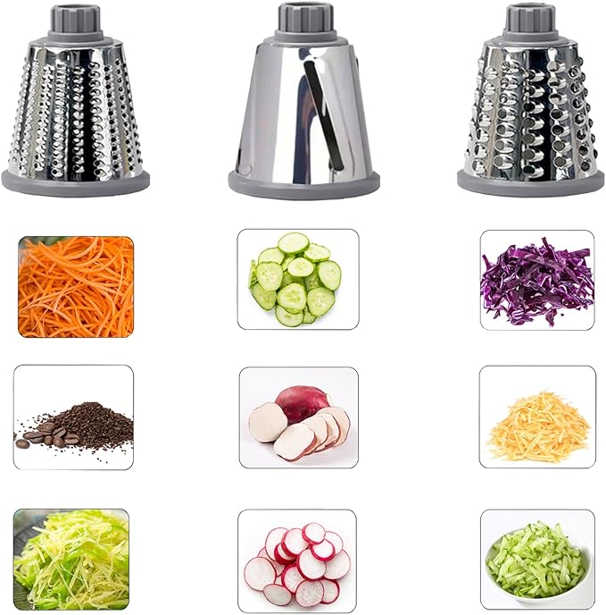 Cheese Grater Rotary Cheese Grater,Versatile Cheese Shredder,Blades for Shredding, Grating, Slicing,Cheese Shredder with Suction Base and Cleaning Brush Kitchen Gift (gray)