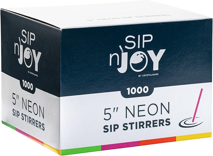 Neon Coffee Stirrers, 1000 Disposable Plastic Drink Stirrer Sticks - 5-Inch (Pack of 1) - Use As Coffee Straws Or Cocktail Mixers