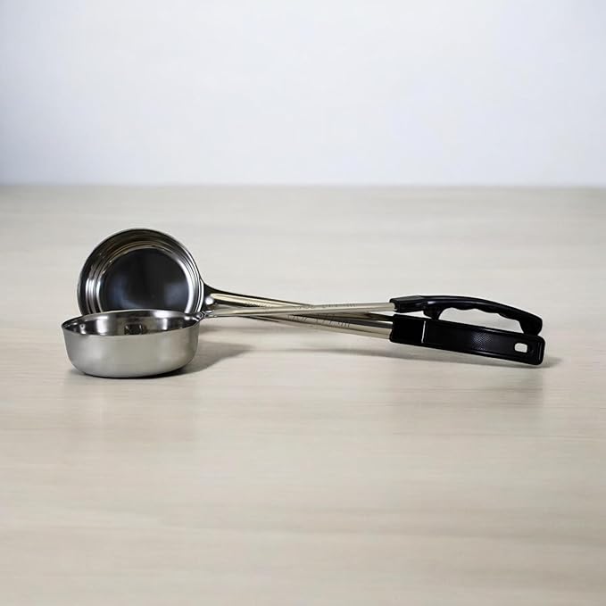 6 Ounce Solid Stainless Steel Portion Control Ladle Spoon for Measuring and Serving; Commercial Grade Serving Scoops [Pack of 2]