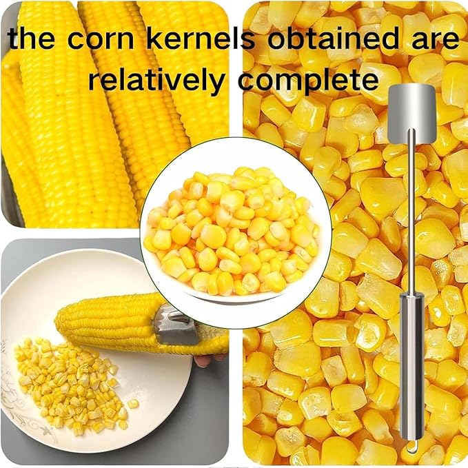 2025 NEW Long Handle Stainless Steel Corn Stripping Tool, Corn Cob Stripper,Corn Cutter, Corn Peeler,Easy Clean Corn Peeler Corn Cob Stripper Tool (2PC)