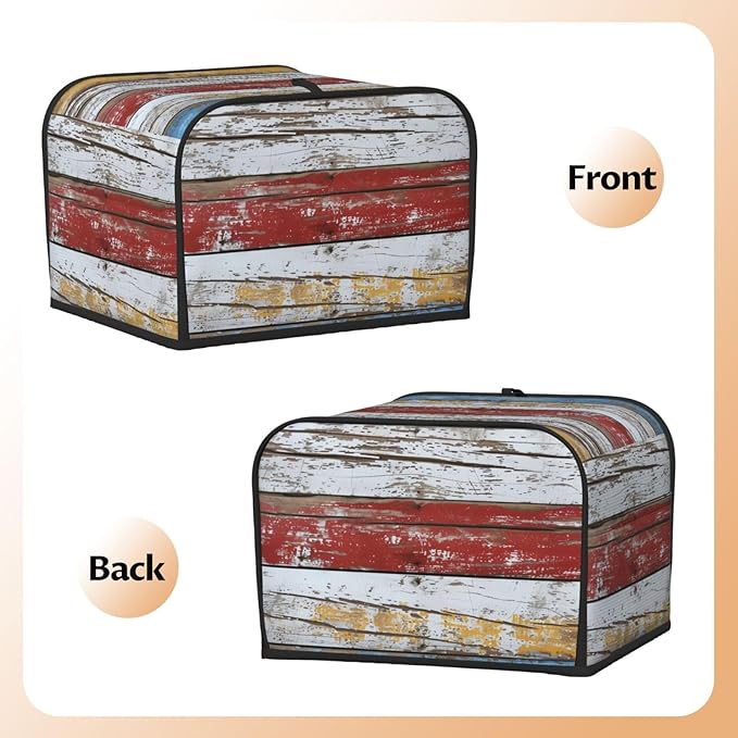 Multicolored Wood Stripes Covers for 4 Slice Toasters,Cute Country Bread Machine Cover with Handle,Washable Stain Resistant Kitchen Small Appliance Cover Dining Decor