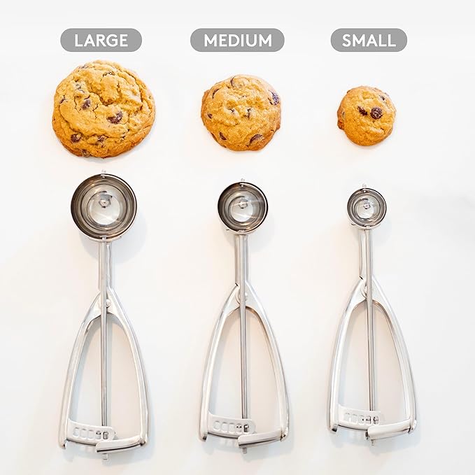 Jenaluca Small Scoop - Mini Cookie Scooper & Melon Baller - 2 Teaspoon Volume - Disher #100 stainless steel scoop for baking cookies & fruit balls