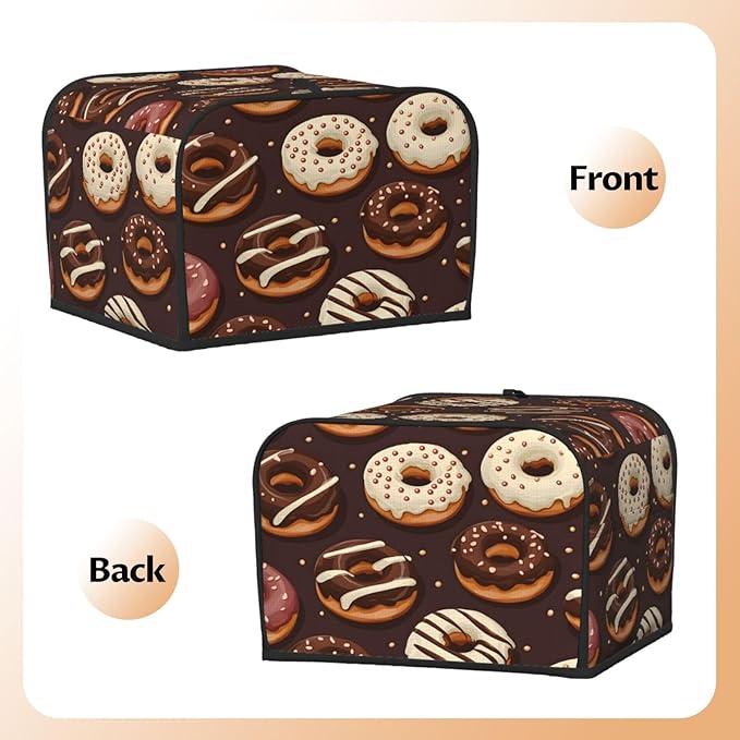 Toaster Cover 4 Slice Food Donuts Pattern Waterproof Appliance Cover with Hang Loop Bread Baker Toaster Cover for Kitchen