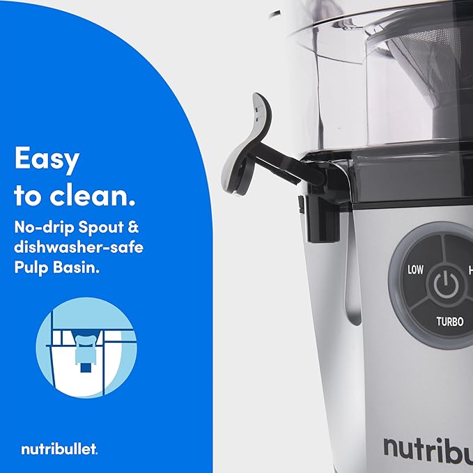 NutriBullet Juicer Pro Centrifugal Juicer Machine for Fruit, Vegetables, and Food Prep, 27 Ounces/1.5 Liters, 1000 Watts, Silver, NBJ50200