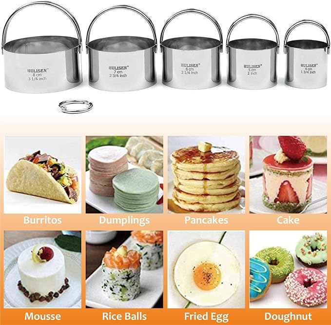 HULISEN Stainless Steel Biscuit Cutter Set, Silicone Mat, Pastry Scraper and Dough Blender, Sturdy & Long-Lasting with Ergonomic Rubber Grip, Professional Baking Dough Tools, Gift Package (4 Pcs/Set)