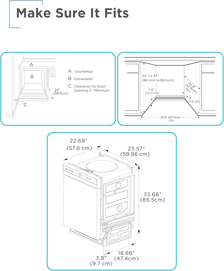 BLACK+DECKER 24" Built-In Dishwasher, 12-Place Setting Capacity with Stainless Steel Tub, Dish Washer with 5 Wash Programs and Smart Wash Cycle, ENERGY STAR Certified, BDW100MS, Stainless Steel