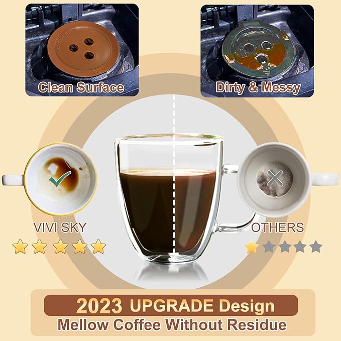 VIVI SKY Reusable Coffee Filter for Ninja Coffee Maker, 4 Cone Filter #4 for Dual Brew, Coffee Accessories (5* K Cups)