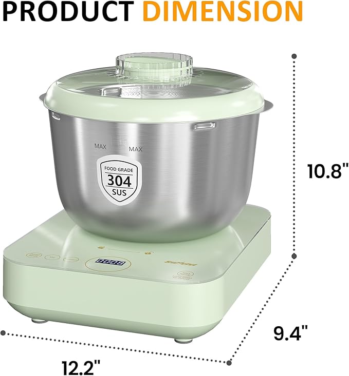 5.2QT Electric Dough Maker with Ferment Function & Weighing Function, Dough Mixer with Stainless Steel Bowl, Household Kitchen Flour Kneading Machine, Face-up Touch Panel, Microcomputer Timing