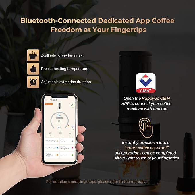 IKAPE KAPO K2 Portable Espresso Machine with Bl uetooth APP Connect & 51mm Bottomless Basket, Electric Coffee Maker 20 Bar Pressure, for Home, Travel, Camping