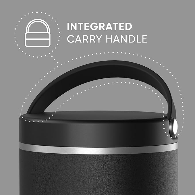 Hydrapeak 32oz Stainless Steel Vacuum Insulated Food Jar for Hot Food and Cold Food, Wide Mouth Leak-Proof Soup Jar for Adults, 10 Hours Hot and 16 Hours Cold (Black)