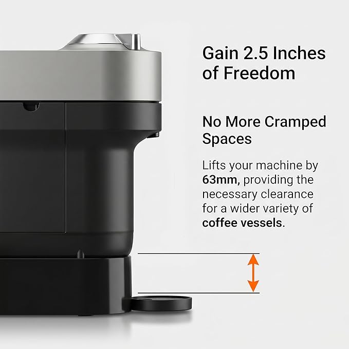 Riser Stand for Nespresso Vertuo Pop+, 2.5inch Height Elevation Stand, 3D Printed Coffee Machine Base, Compatible with Standard and Deluxe Models, Fits YETI 20 oz & Contigo 16 oz Mugs (Black)