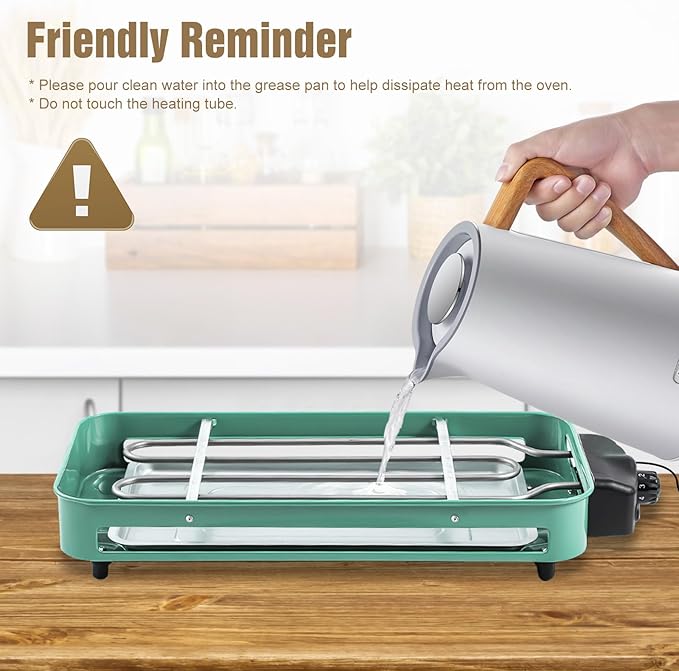 1500W Electric Indoor Grill, 2 in 1 Electric Griddle Nonstick with Grill Net & Removable Plate, 5 Adjustable Temperature Control Portable Korean BBQ Grill with 3 Small Trays