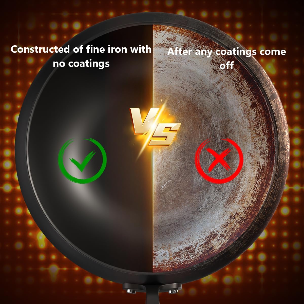 Carbon Steel Wok Pan, nitrided woks Uncoated Heats Evenly Multi-Purpose Frying Pan, Suitable for Any Stove, Oven or Even Camping Campfire with Lid and Wooden Handle