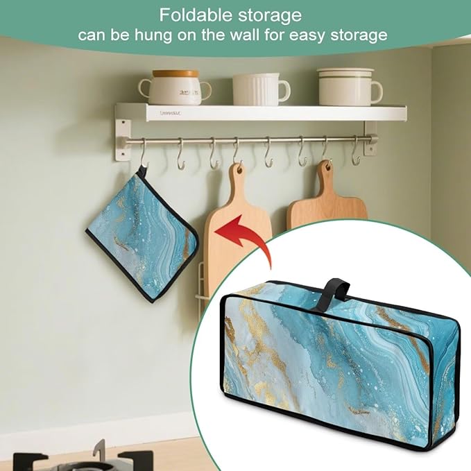 2 Slice Slim Toaster Cover Aqua Marble Design Toaster Dust Cover for 2 Slice Long Slot, Dust-proof Small Appliance Covers for Kitchen