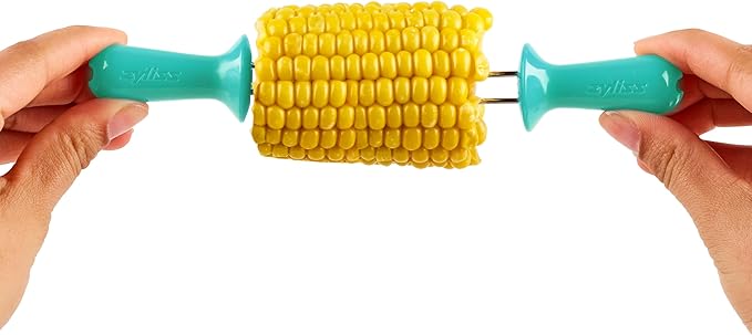 ZYLISS Corn Holders Set - Metal Skewers Corn on the Cob Holders - BBQ Skewers for Corn on the Cob - Comfort Grip Corn Cob Holders - Stainless Steel Skewers - Glossy - 8 Piece Set / 4 Pairs