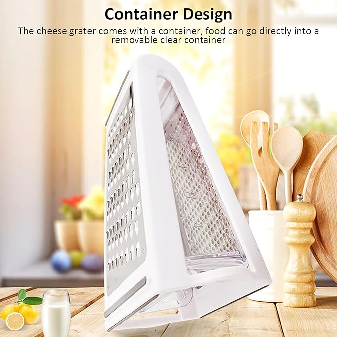 HYWHUYANG Cheese Grater, Reversible Box Grater with Two Sides, Food Grater with Storage Container, Vegetable Garlic Chopper Tool, Stainless Steel Grater for Kitchen